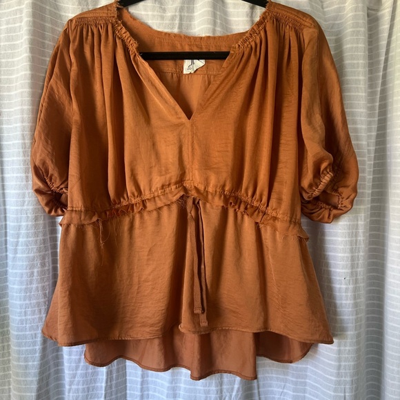 Orange Silk Crop Top - Picture 1 of 4